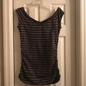 Grey top with silver stripes